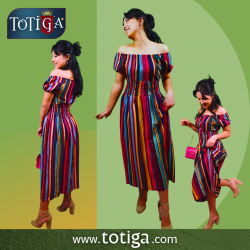 MADONNA YAKA ÇOK RENKLİ MAXİ KETEN ELBİSE 