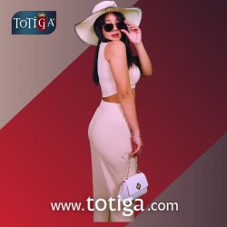 KREM CEPLİ DOKUMA KLASİK KESİM CROP TAKIM